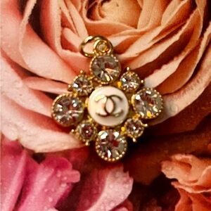 New Rhinestone Cluster Double C Zipper Pull Charm